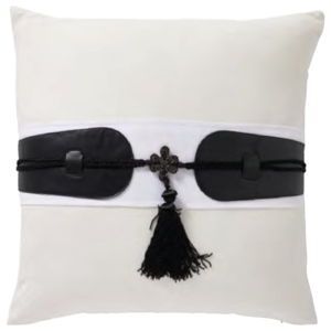 CODE_ EQ17 TASSEL CHIC 50x50 100_ Cotton Slub. Leather Applique. Tassel Detailing. Knife Edge. شرابة أنيقة