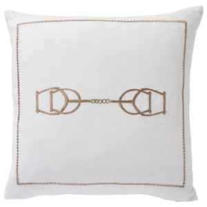 CODE_ EQ23 EQUESTRIAN LUXE BLANC 50x50 100_ Artisan Linen. Embroidered. Knife Edge إيكويستريان لوكس بلانك