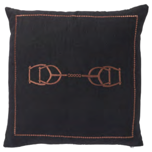 CODE_ EQ24 EQUESTRIAN LUXE NOIR 50x50 100_ Artisan Linen. Embroidered. Knife Edge وسادة إيكويستريان لوكس نوار