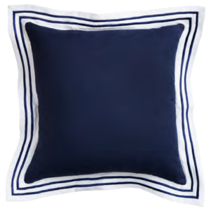 CODE_ LI99 LINEN NAVY MILANO 50x50 100_ Navy Linen. White Linen Flange. Navy Embroidery_ كتان بحري ميلانو